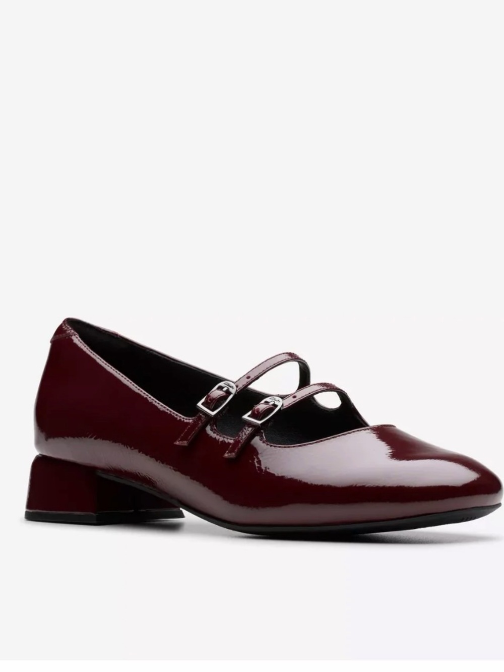 Clarks Women's Burgundy Patent Leather Mary Jane Flats